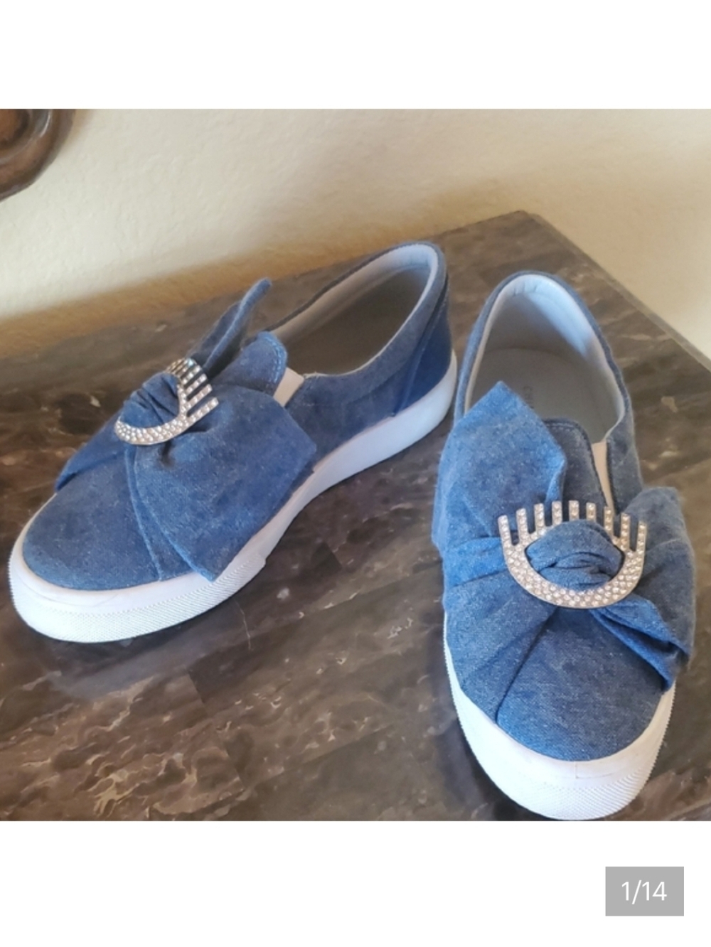 Chiara Ferragni Denim Bow Shoes